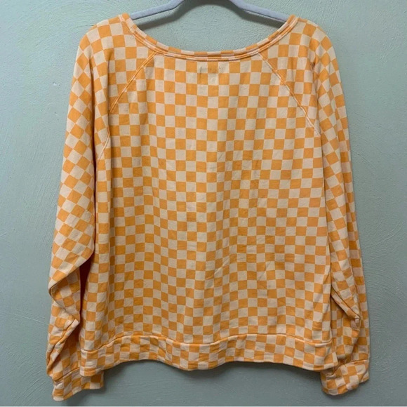 GAP Raglan Long Sleeve Pullover Orange Check Large Tall - Picture 5 of 6